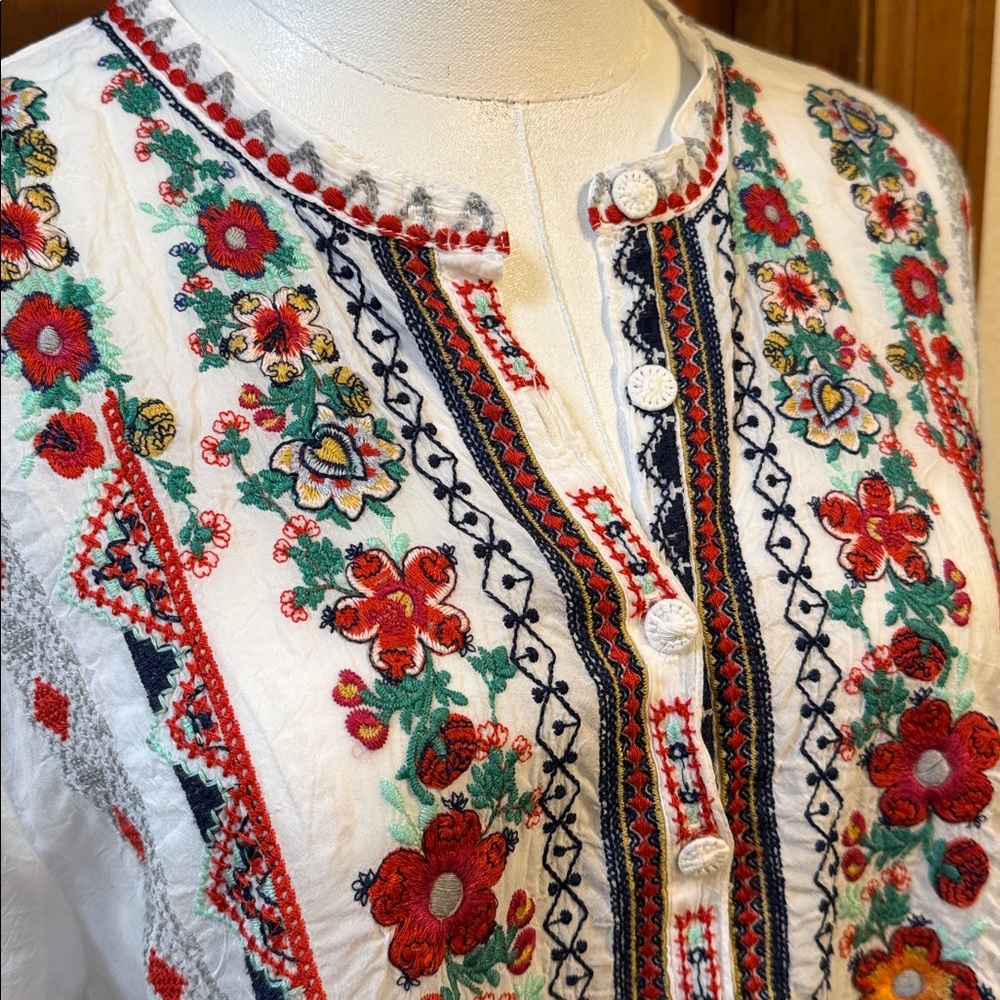 Johnny Was Multicolor Embroidered Tunic Size L - Picture 8 of 10